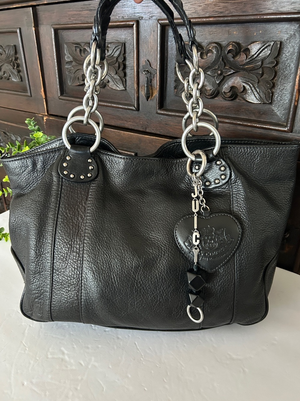 Vintage Juicy Couture Leather Tote with Charms